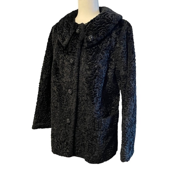 LANE Bryant Vintage Faux Fur Jacket Coat Black - Picture 5 of 7